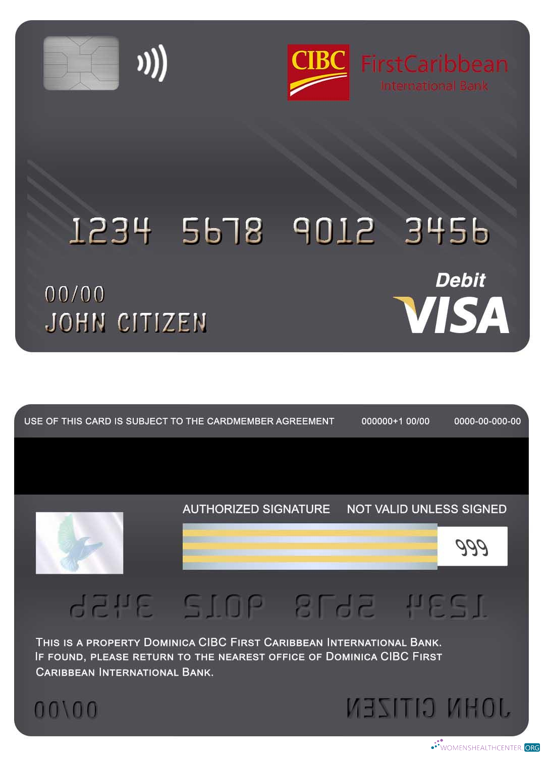 Download Dominica CIBC First Caribbean International bank visa debit card Photoshop template
